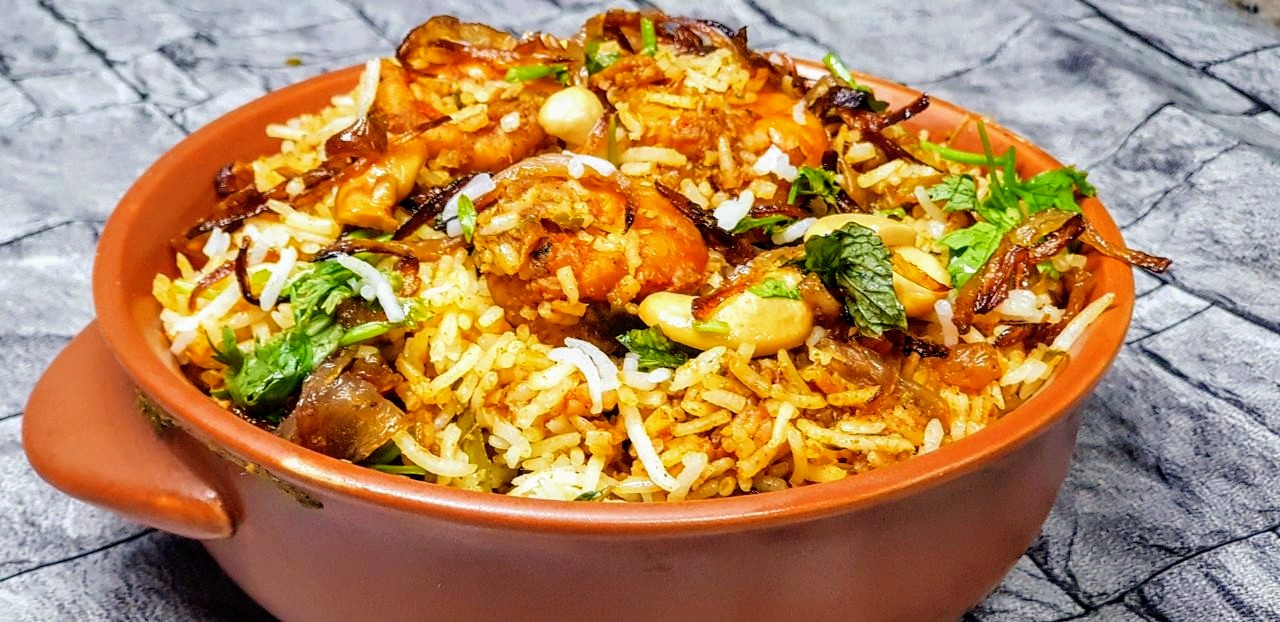 Chemmeen biriryani, prawns biriyani